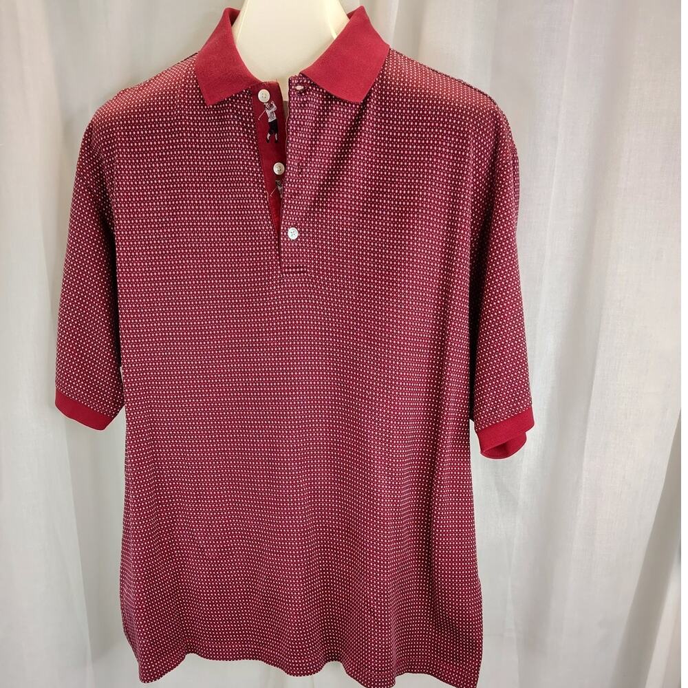 Bobby Jones Maroon/Navy/White 100% Cotton Golf Polo, L
